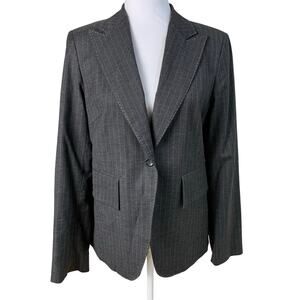 Vintage Banana Republic Size 10 Women's Blazer Jacket Striped Gray White Career
